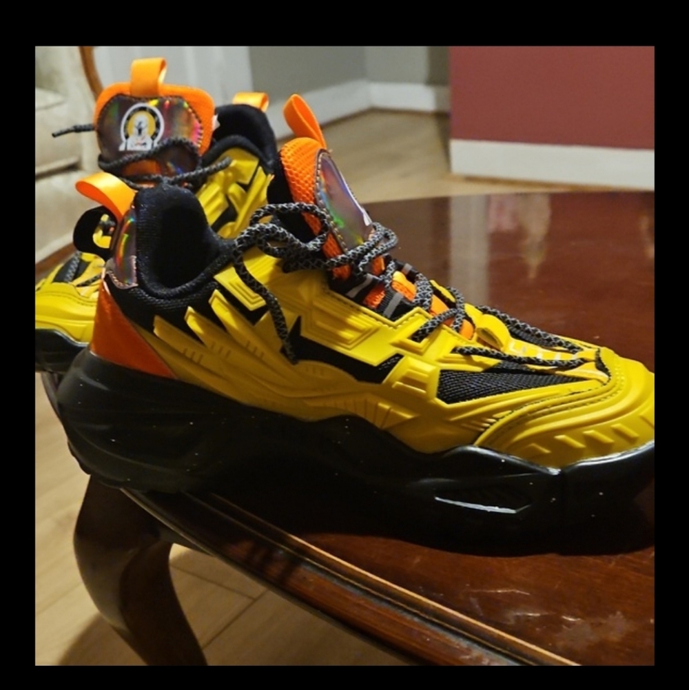 Stylish Orange and Black Kids Sneakers